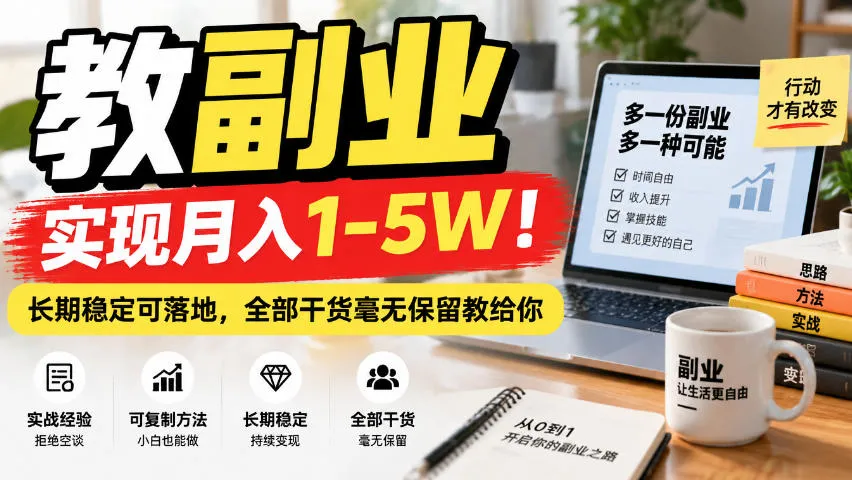 “教副业”实现月入1-5W！长期稳定可落地，全部干货毫无保留教给你【揭秘】-续财库