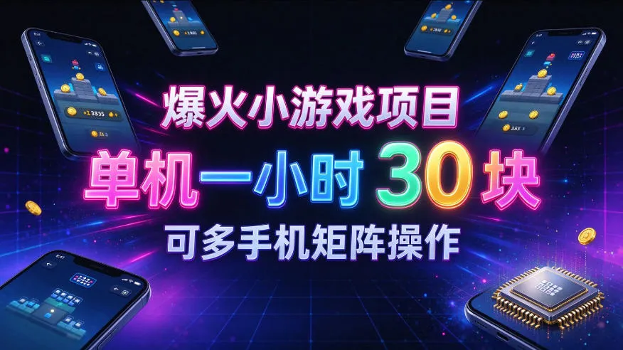 爆火小游戏撸金项目，实测单机一小时30+，可多手机矩阵操作，新手看完一遍就能上手【揭秘】-续财库