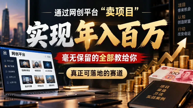 通过网创平台“卖项目”实现年入100w，毫无保留的全部教给你，真正可落地的赛道【揭秘】-续财库