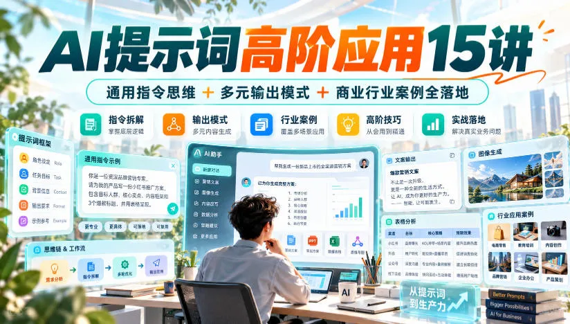 AI提示词高阶应用15讲｜通用指令思维+多元输出模式+商业行业案例全落地-续财库