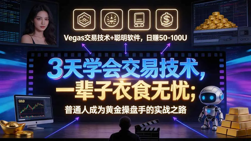 “顺势而为交易系统”3天学会交易技术，聪明软件辅助，小白也能看懂趋势交易，日入30-100U,长期稳定-续财库