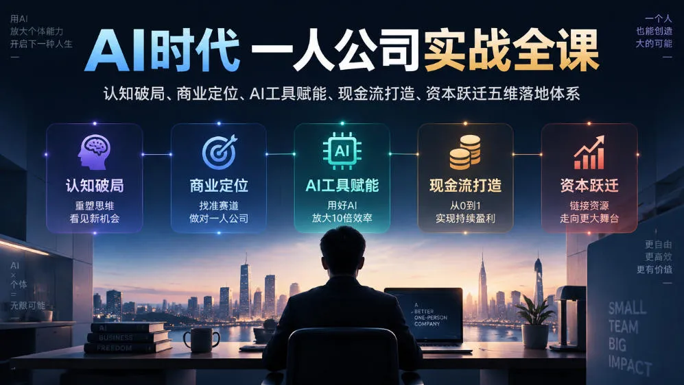 AI时代一人公司实战全课｜认知破局、商业定位、AI工具赋能、现金流打造、资本跃迁五维落地体系-续财库