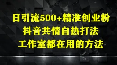 日引流500+精准创业粉，抖音共情自热打法，工作室都在用的方法-续财库