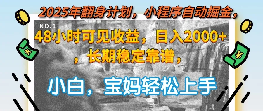 2025年翻身计划，小程序自动掘金48小时可见收益，日入2000+，长期稳定...-续财库