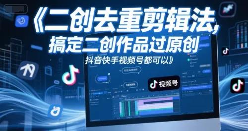 短视频二创去重剪辑法，搞定二创作品过原创，抖音快手视频号都可以-续财库