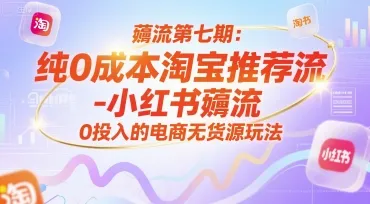 薅流第七期:纯0成本淘宝推荐流-小红书薅流最新版目,0投入的电商无货源玩法(附赠往期)-续财库