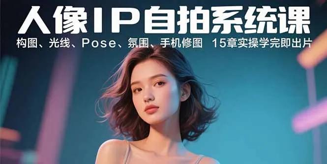 人像IP自拍系统课：构图、光线、Pose、氛围、手机修图 15章实操学完即出片-续财库