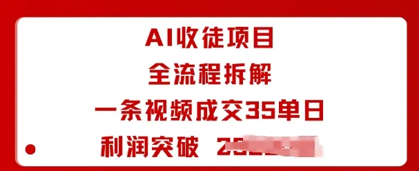 AI收徒项目全流程拆解一条视频成交35单日利润突破1k+-续财库