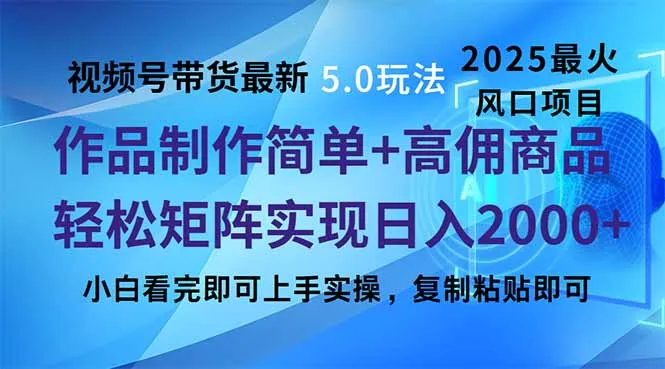 视频号带货最新5.0玩法，作品制作简单，当天起号，复制粘贴，轻松矩阵...-续财库
