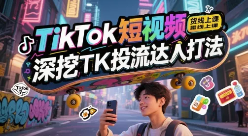TikTok短视频带货线上课,深挖TK投流达人打法-续财库