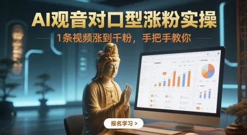 AI观音对口型涨粉实操，1条视频涨到千粉，手把手教你-续财库