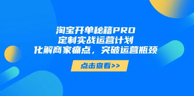 淘宝开单秘籍PRO,定制实战运营计划,化解商家痛点,突破运营瓶颈-续财库