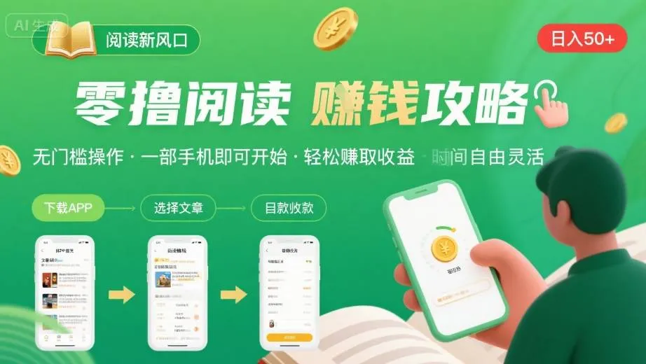 零撸阅读新风口，无门槛轻松挣，一部手机，日入 50-3张【揭秘】-续财库