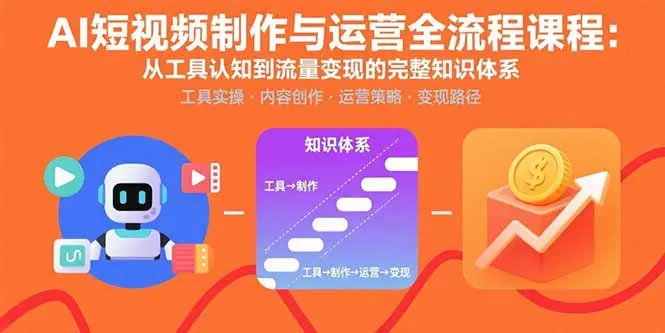 AI短视频制作与运营全流程课程：从工具认知到流量变现的完整知识体系-续财库