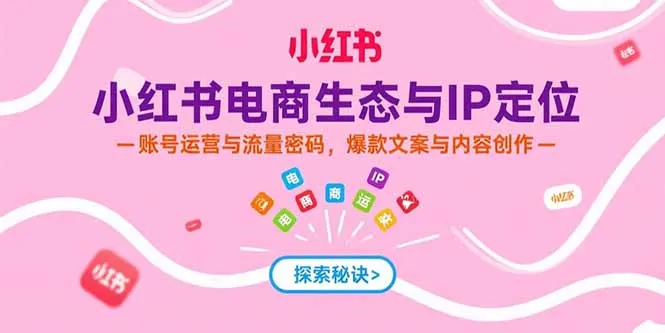 小红书电商生态与IP定位，账号运营与流量密码，爆款文案与内容创作-续财库
