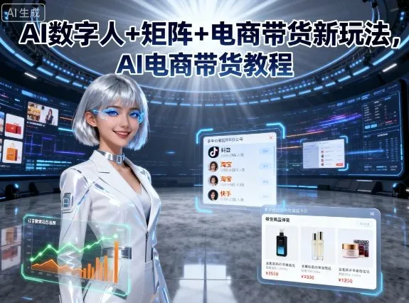 AI数字人+矩阵+电商带货新玩法,AI电商带货教程-续财库