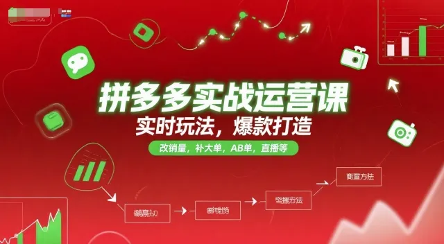 拼多多实战运营课，实时玩法，爆款打造，改销量，补大单，AB单，直播等(更新2025月)-续财库