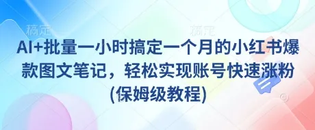 AI+批量一小时搞定一个月的小红书爆款图文笔记，轻松实现账号快速涨粉(保姆级教程)-续财库