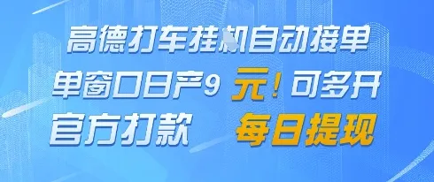 高德地图挂G接单，单窗口日产9元，官方打款，每日提现【揭秘】-续财库