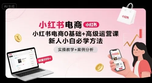 小红书电商0基础+高级运营课，新人小白必学方法，实操教学+案例分析-续财库