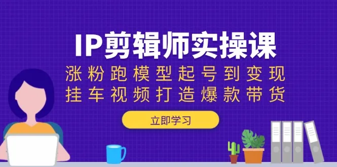 IP剪辑师实操课:涨粉跑模型起号到变现,挂车视频打造爆款带货-续财库