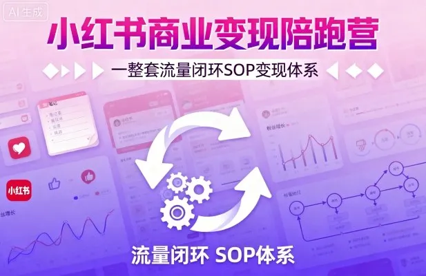 小红书商业变现陪跑营，轻IP矩阵 私域获客 聚光投流，一整套流量闭环SOP变现体系-续财库