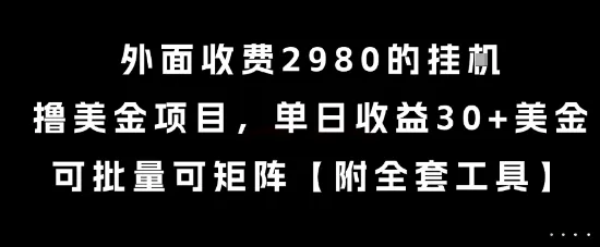 外面收费2980的挂G撸美金项目，单日收益30+美金，可批量可矩阵【揭秘】-续财库