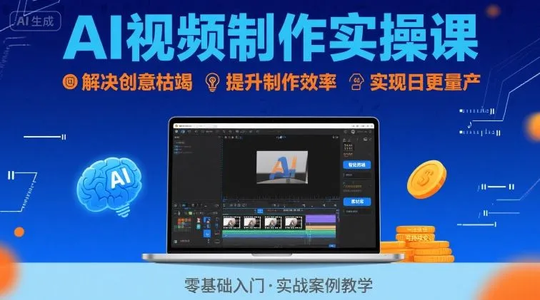 Ai视频制作实操课，解决创意枯竭、效率低下痛点，实现日更量产可持续变现-续财库