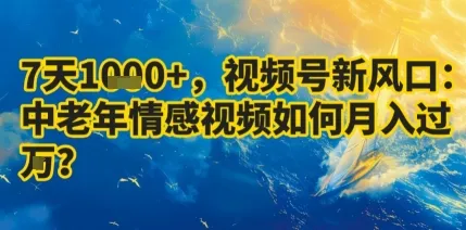 7天收益1k+，视频号新风口：中老年情感视频如何月入过W?-续财库