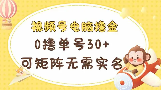 视频号电脑撸金 0撸单号30+ 可矩阵 无需实名多号多得-续财库