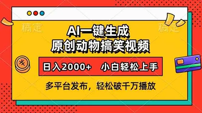AI一键生成动物搞笑视频，多平台发布，轻松破千万播放，日入2000+，小...-续财库