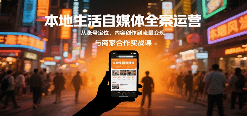 本地生活自媒体全案运营,从账号定位、内容创作到流量变现与商家合作实战课-续财库