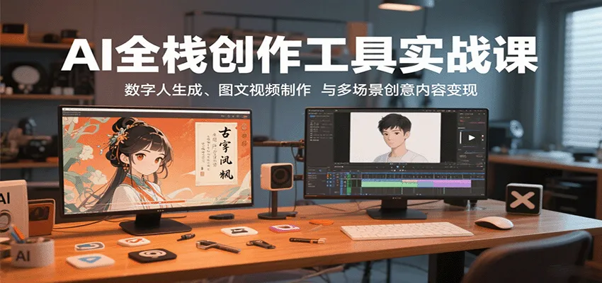 AI全栈创作工具实战课：数字人生成、图文视频制作与多场景创意内容变现-续财库