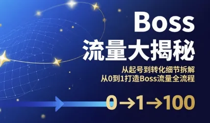 Boss流量大揭秘，从起号到转化细节拆解，从0到1打造Boss流量全流程-续财库
