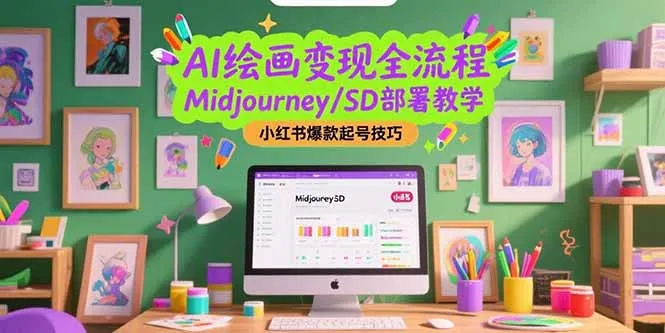 AI绘画变现全流程，Midjourney/SD部署教学，小红书爆款起号技巧-续财库