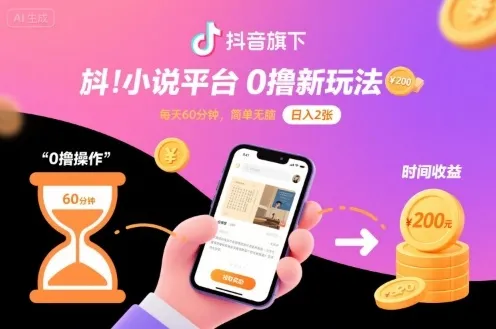 抖音旗下小说平台0撸新玩法,每天挂G60分钟,简单无脑,日入2张【揭秘】-续财库