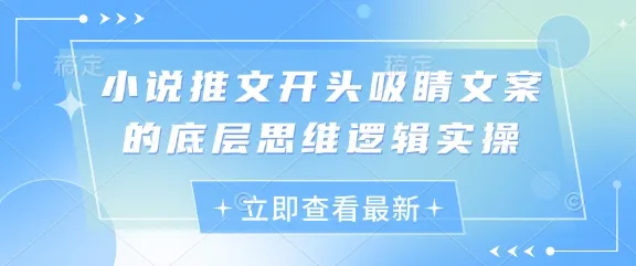 小说推文开头吸睛文案的底层思维逻辑实操-续财库