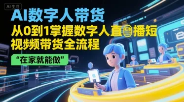 AI数字人带货,从0到1掌握数字人直播短视频带货全流程,在家就能做-续财库