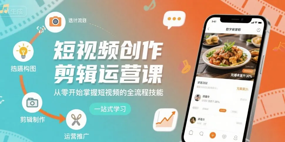 短视频创作剪辑运营课，从零开始掌握短视频的全流程技能-续财库
