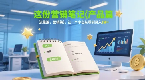 这份营销笔记(产品篇,流量篇,营销篇),让一个小白从零到月入1W+-续财库