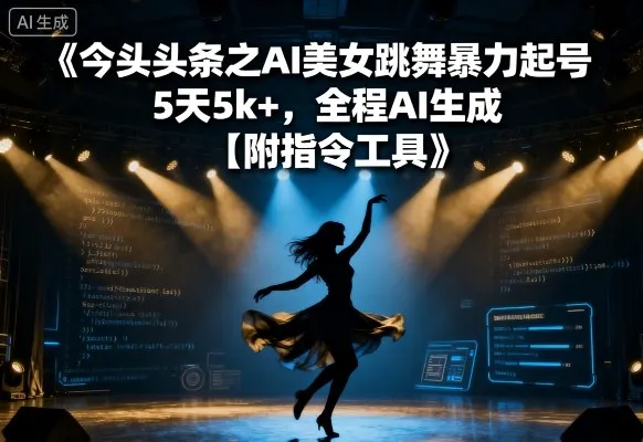 今日头条之AI美女跳舞暴力起号，5天1k+，全程AI生成【附指令工具】-续财库