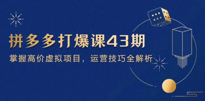 拼多多打爆课第 43 期，掌握高价虚拟项目，运营技巧全解析(15节-续财库