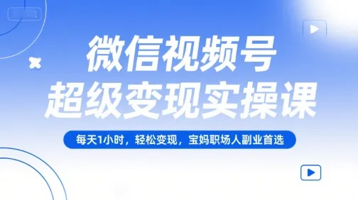 微信视频号超级变现实操课，每天1小时，轻松变现，宝妈职场人副业首选-续财库