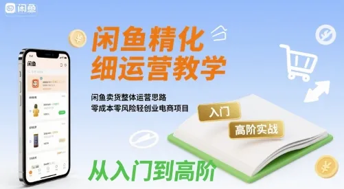闲鱼精细化运营入门+高阶实战教学,闲鱼卖货整体运营思路,零成本零风险轻创业电商项目-续财库