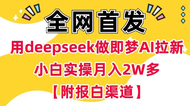 用deepseek做即梦Ai拉新 小白实操月入过W+【附报白渠道】-续财库