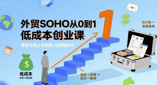 外贸SOHO从0到1低成本创业课，能够立刻上手实操与落地执行-续财库