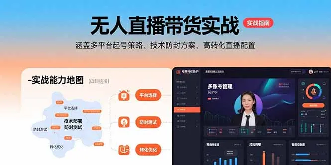 无人直播带货实战，涵盖多平台起号策略、技术防封方案、高转化直播配置-续财库