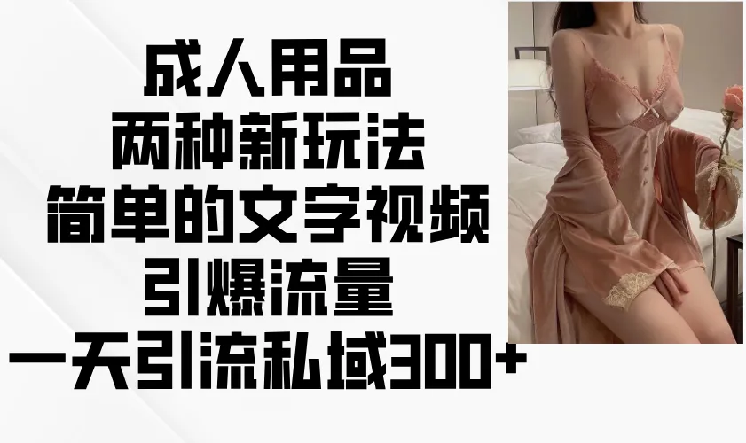 成人用品两种新玩法，简单的文字视频引爆流量，一天引流私域300+-续财库