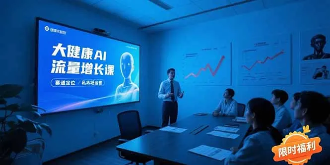 大健康AI流量增长课8.0，赛道定位方法论，AI数字人内容生产，私域转化运营-续财库