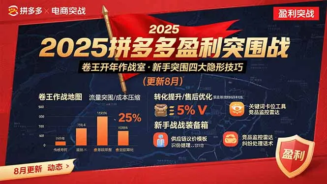 2025拼多多盈利突围战:卷王开年作战室,新手突围四大隐形技巧(更新8月-续财库